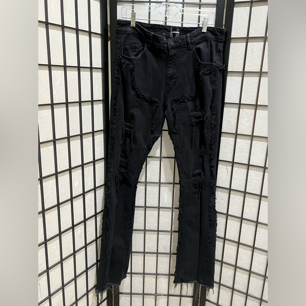 ROCKSTAR ORIGINAL Black Distressed STACKED Skinny Jeans MEN SIZE 34